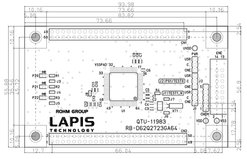 机械图纸 - ROHM Semiconductor RB-D62Q2723GA64参考板